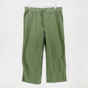 Naturals D&Co. Green High Rise Wide Leg Cropped Loose Fit Trousers 3451